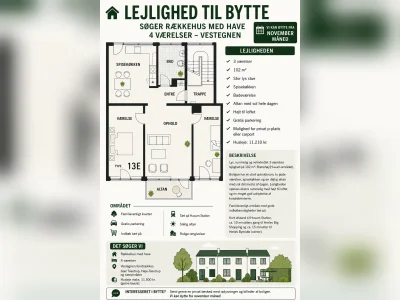 3-værelses lejlighed på 102 m² i Brønshøj-Husum